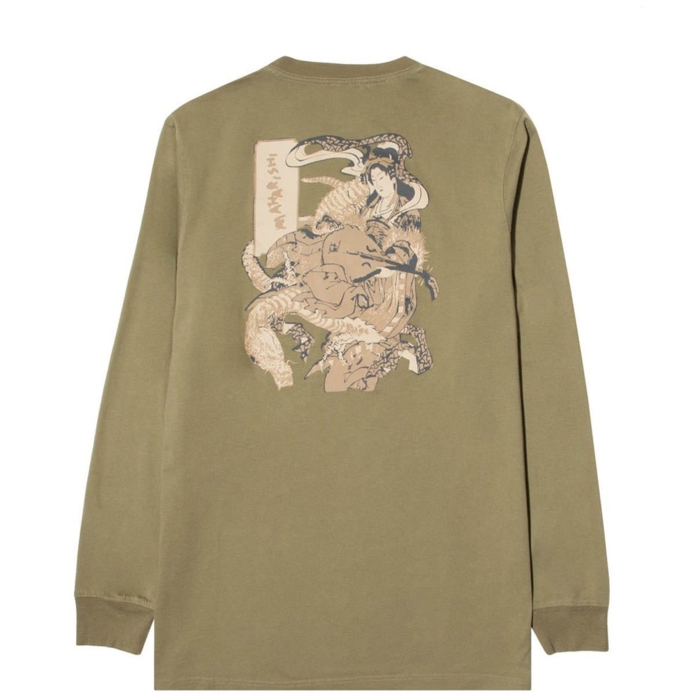 Maharishi Dragon’s Journey Long Sleeve Printed Tee (Small, Olive)